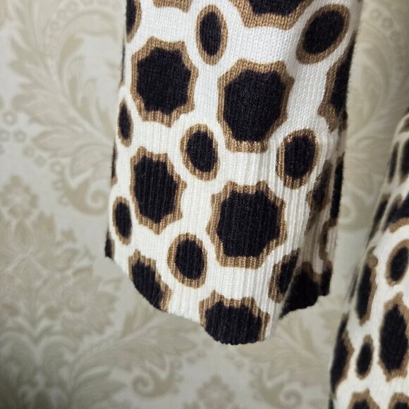 Merona Size Small Button Front Cardigan 3/4 Sleeves Cream, Black, Brown Pattern - Picture 5 of 12